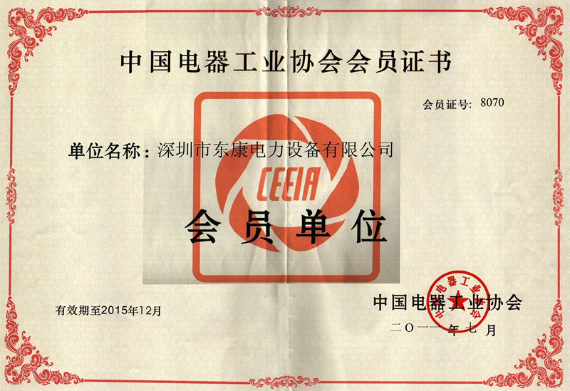 中国电器委员会委员证书